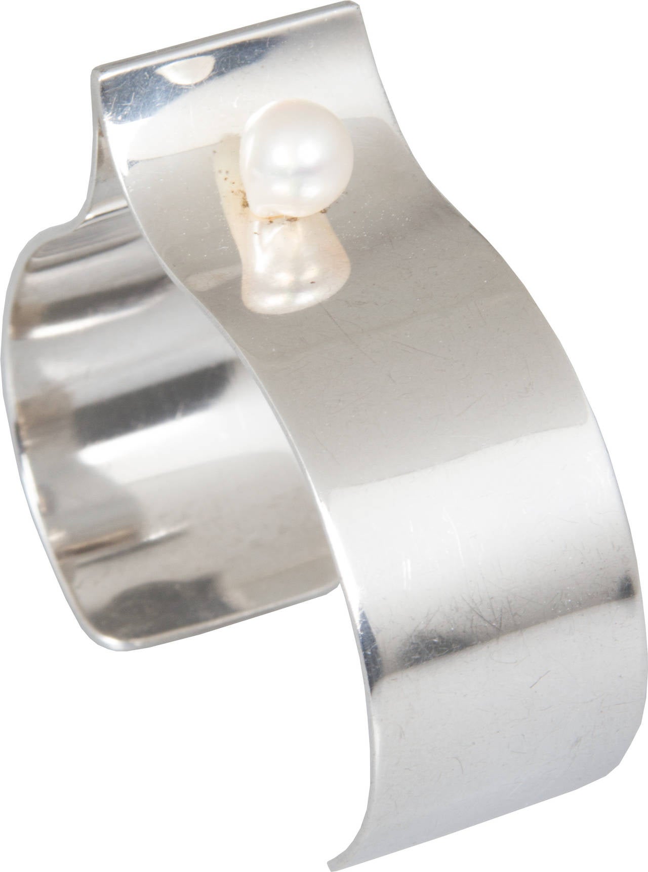 Modernist Sterling Silver and Pearl Cuff by Bill and Patsy Roach 3