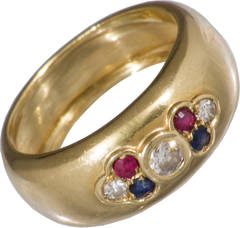 Ruby Diamond Sapphire Gold Band Ring