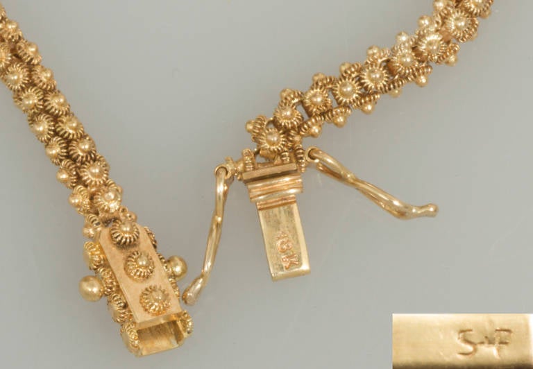 Long Granulated Gold Necklace 5