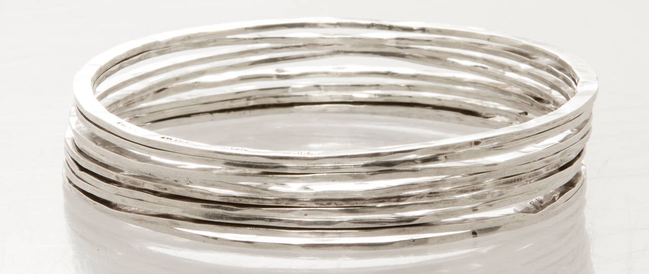 Rey Urban for Åge Fausing Handwrought Sterling Silver Bangle Bracelets In Excellent Condition In Chicago, IL