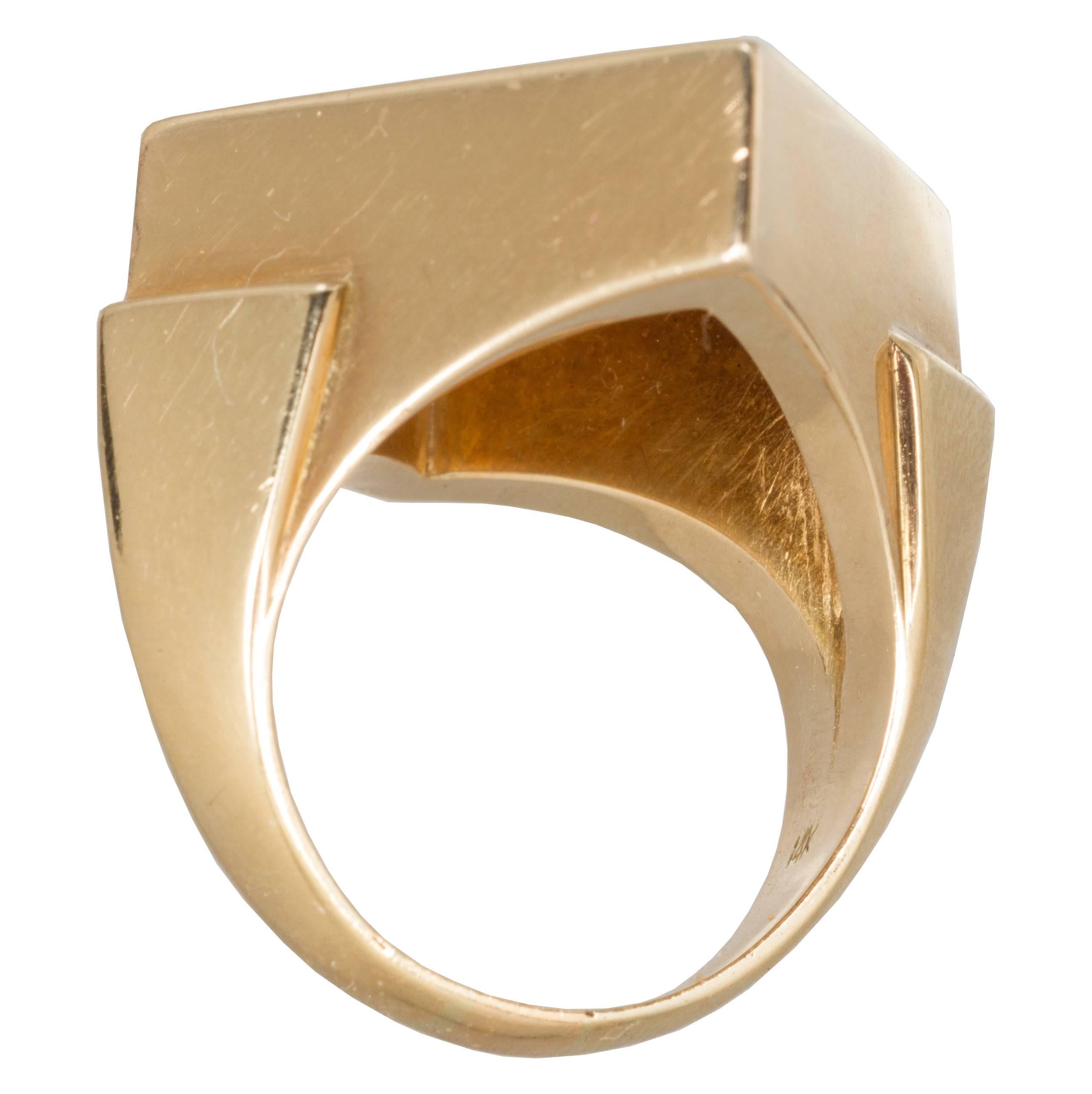 Modernist Jade Gold Ring For Sale 2