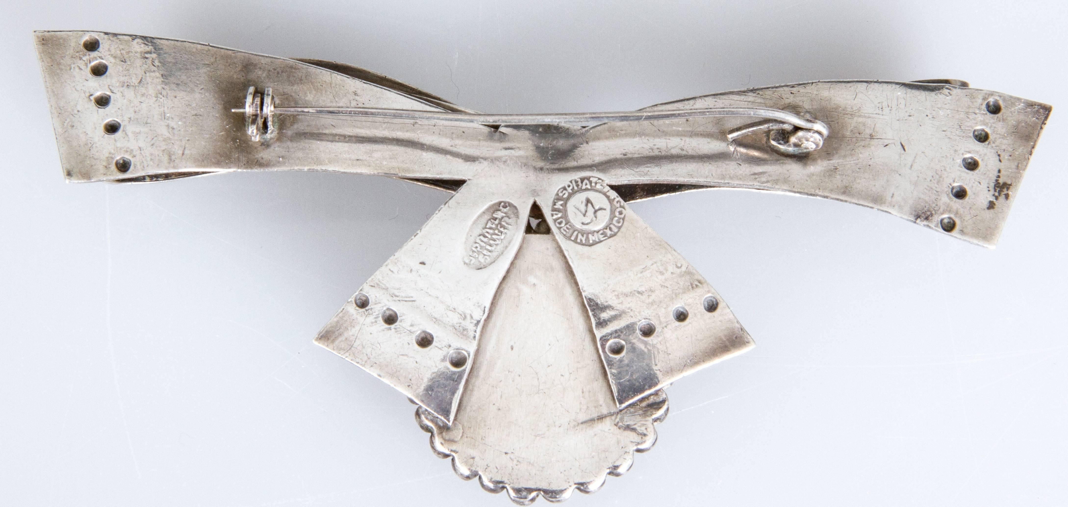 Wiliam Spratling Amethyst Silver Large Bow Brooch 2
