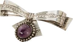 Wiliam Spratling Amethyst Silver Large Bow Brooch