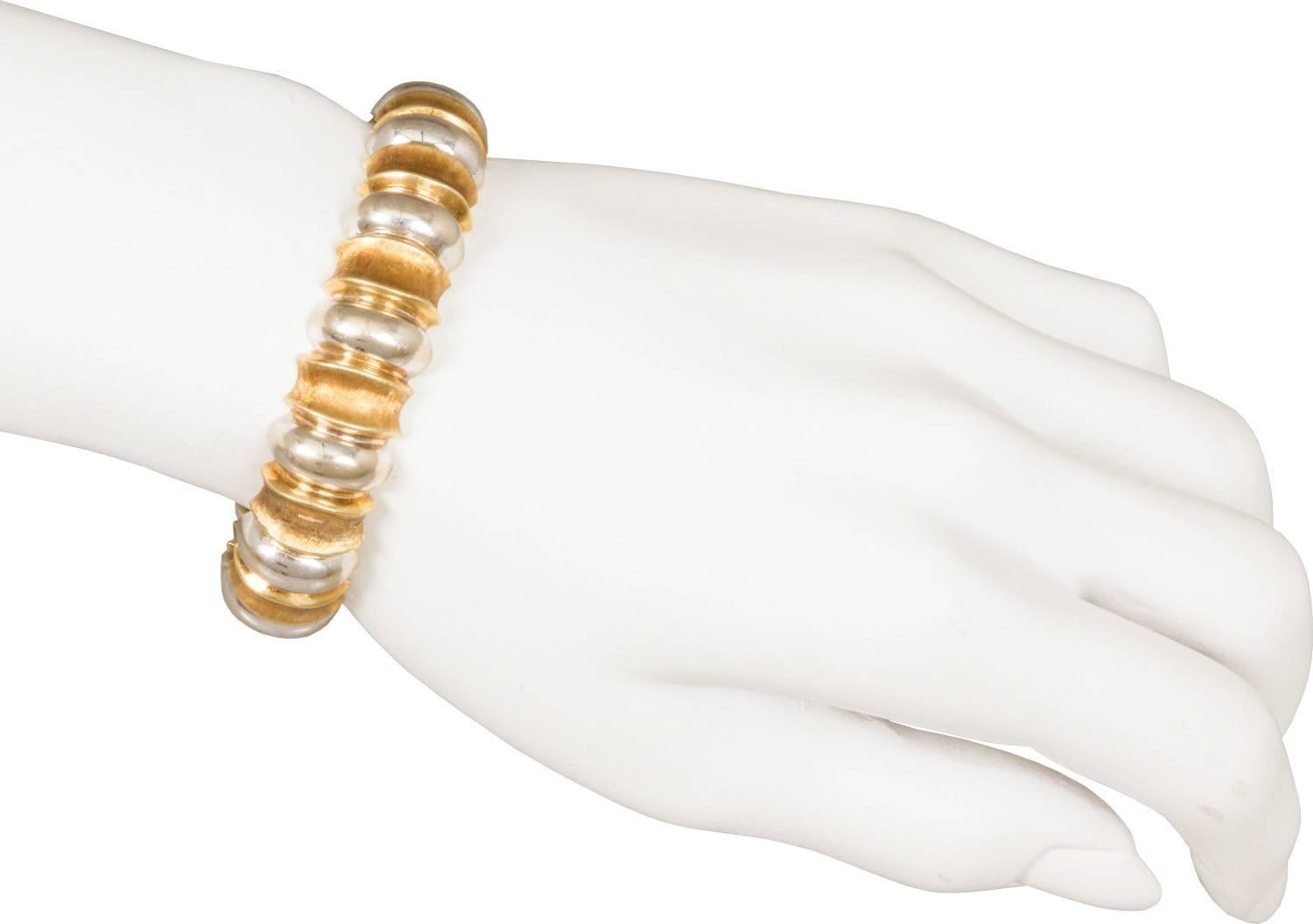 Women's or Men's Mid Century Gold Modernist Italian Bracelet For Sale