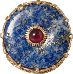 Antique Lapis Garnet Gold Ring