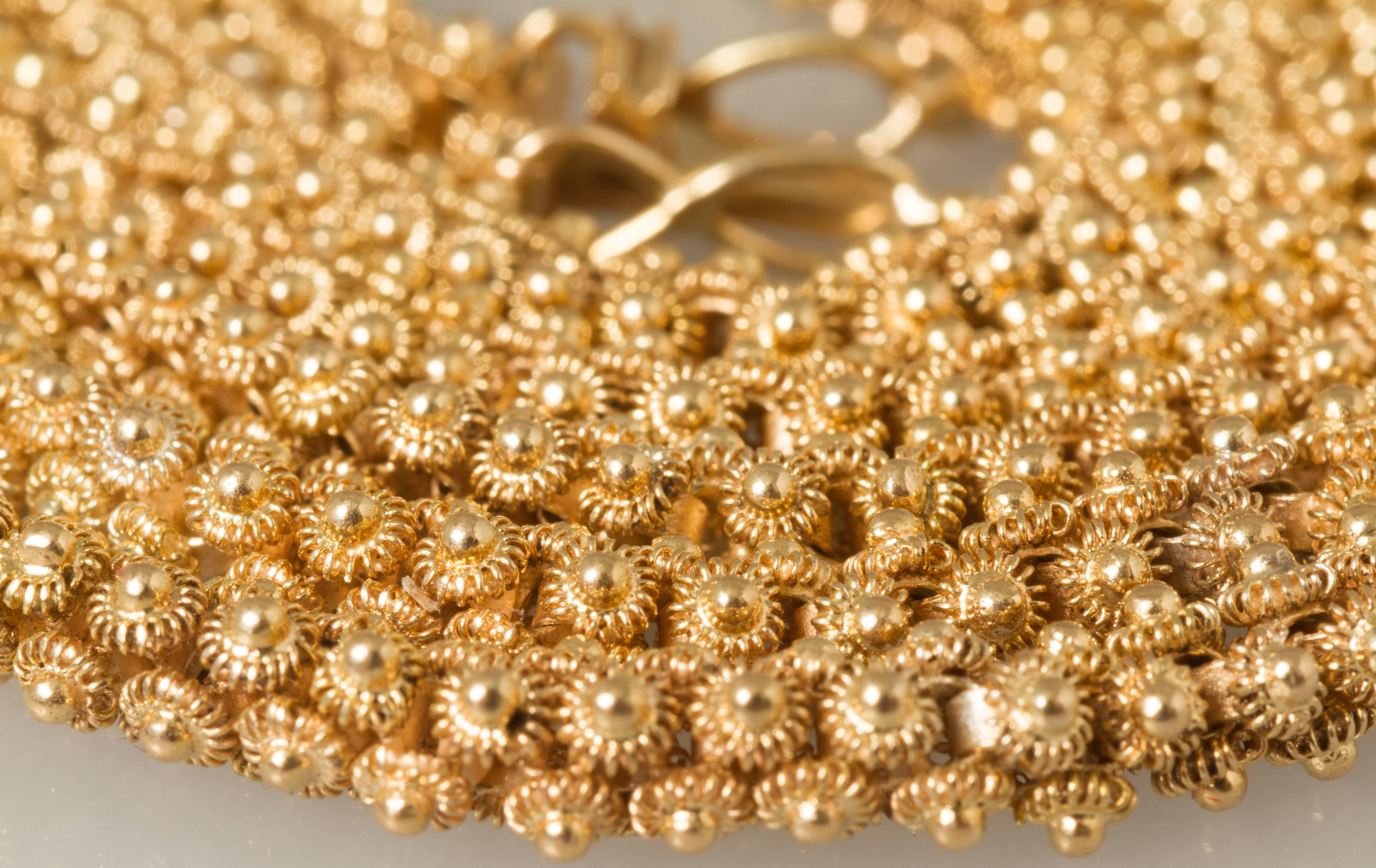Long Granulated Gold Necklace In Excellent Condition In Chicago, IL