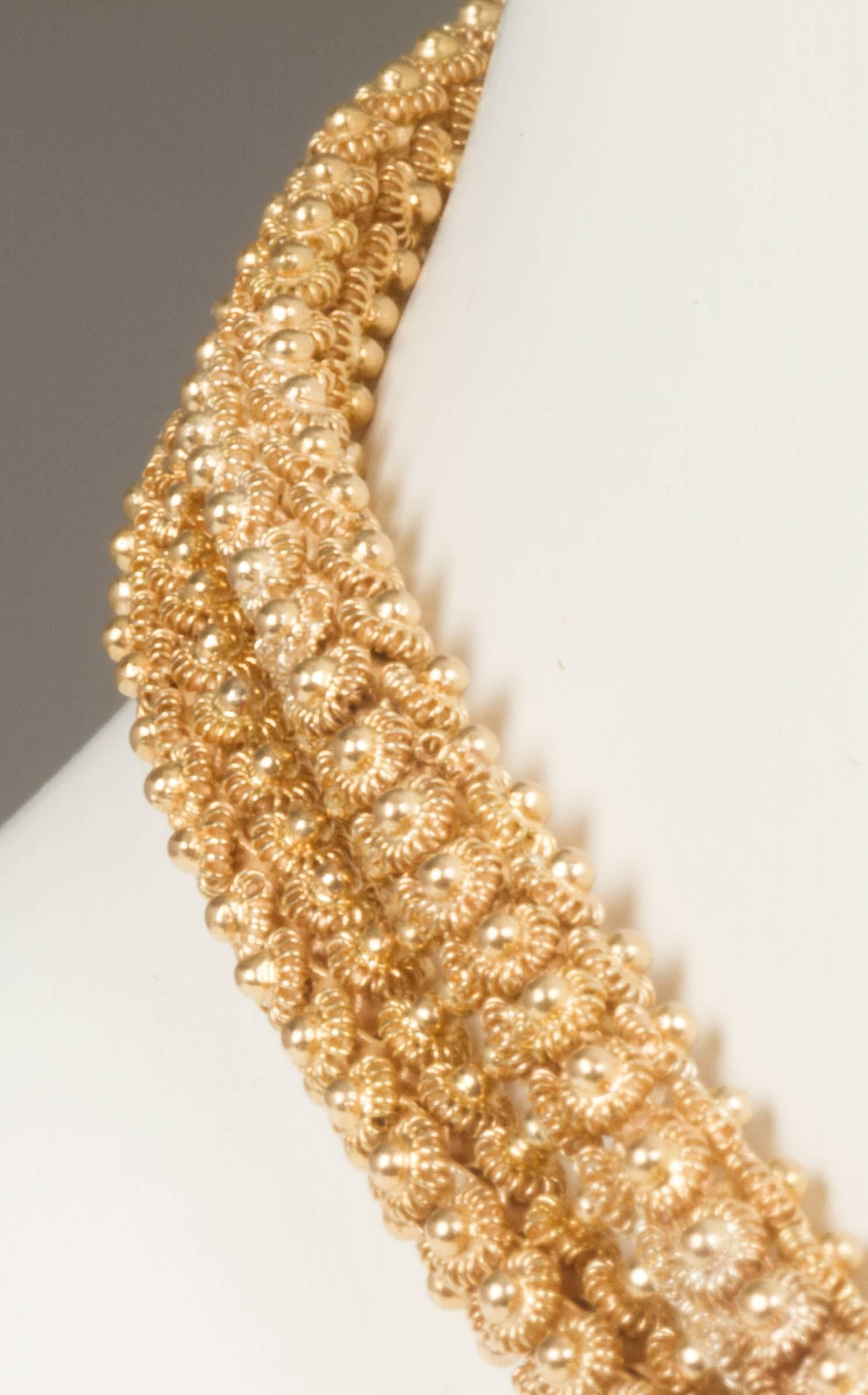 Women's or Men's Long Granulated Gold Necklace
