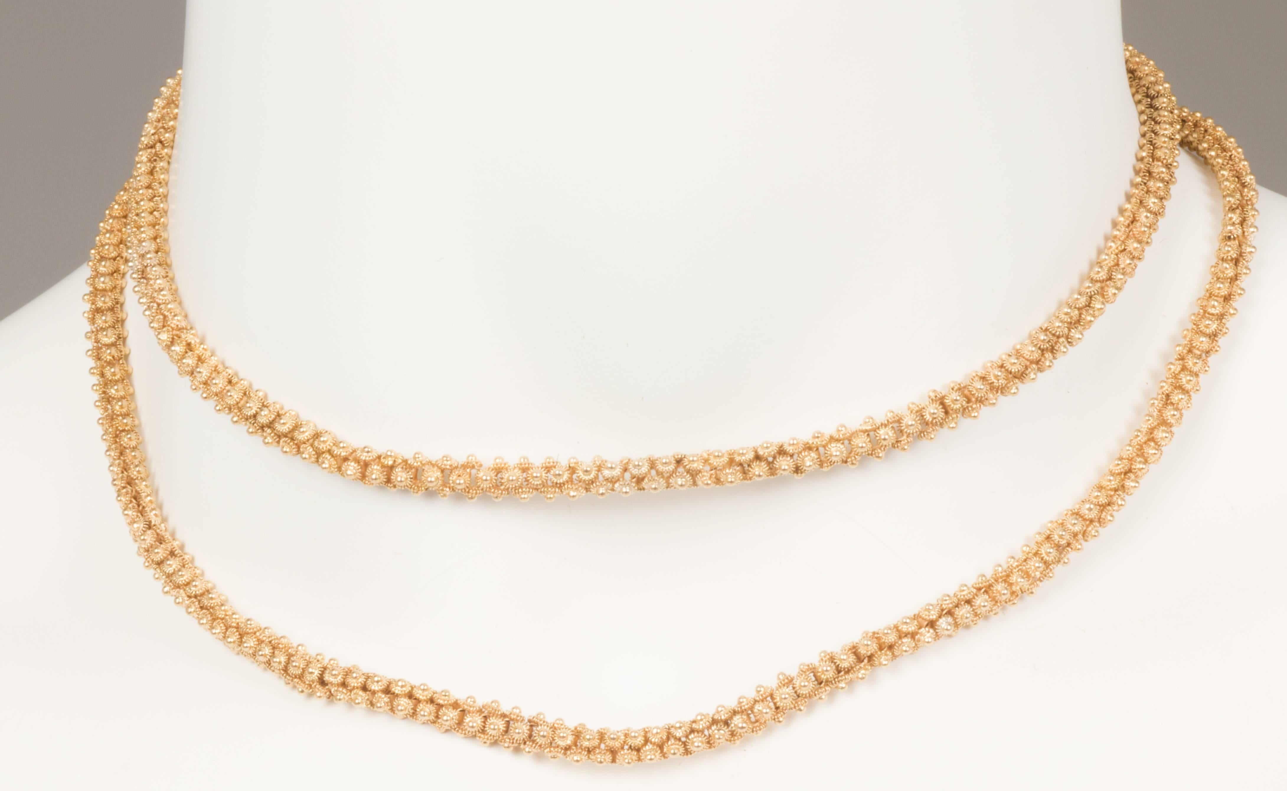 Long Granulated Gold Necklace 1