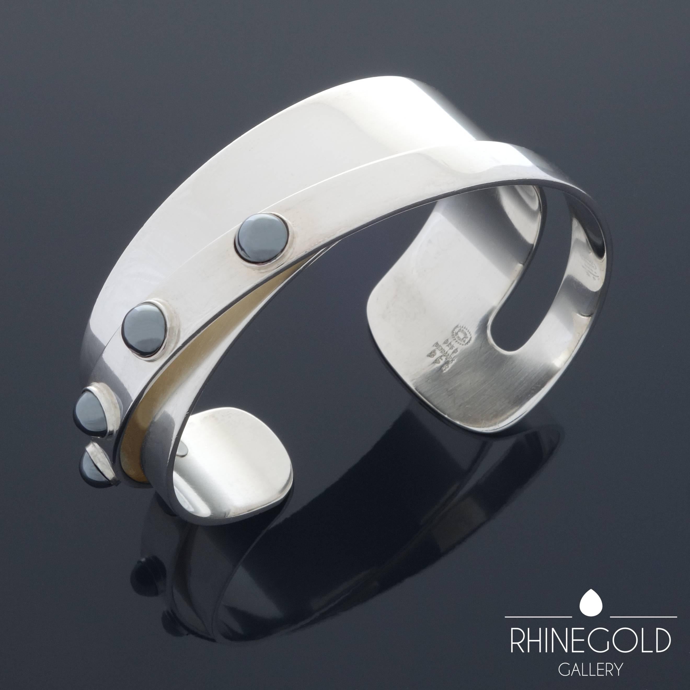 Georg Jensen Hematite Silver Bangle #358; Design by Regitze Overgaard

 W from 1 1/4