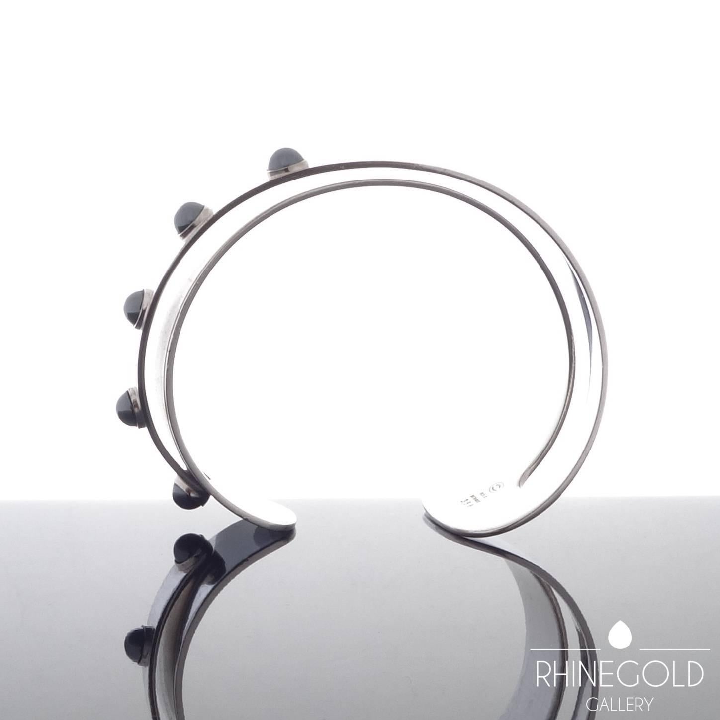 Modernist Georg Jensen by Regitze Overgaard Hematite Silver Bangle #358