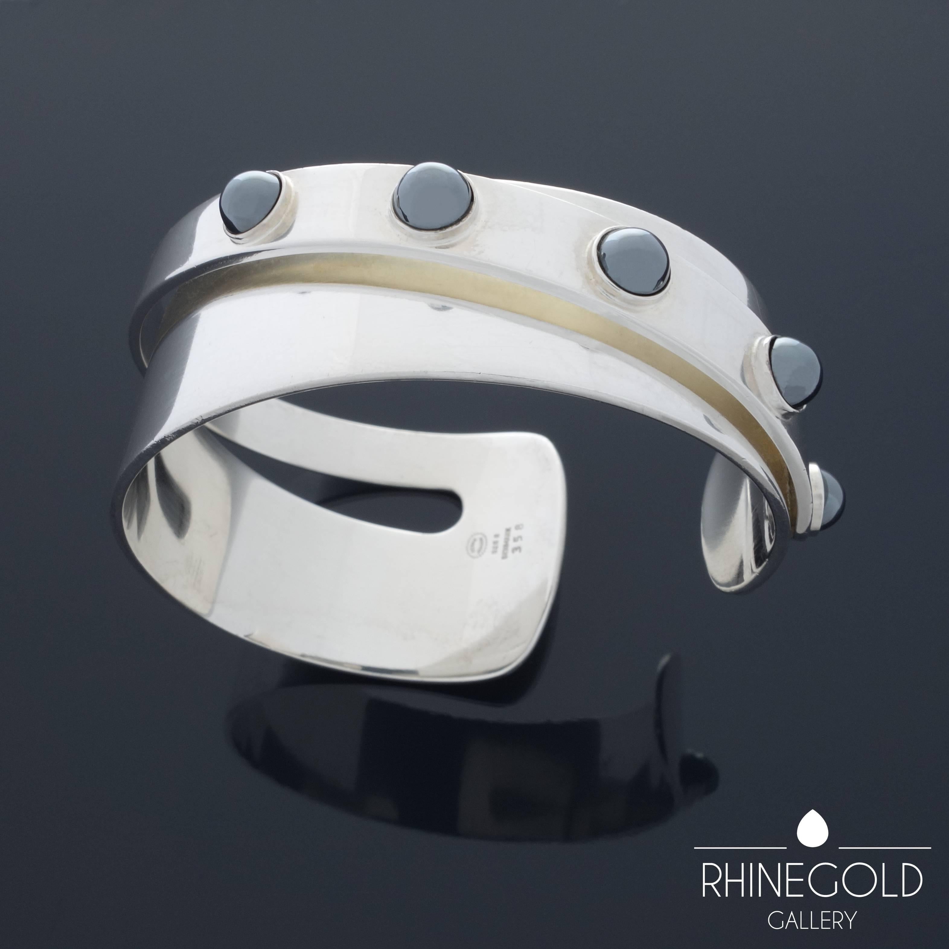 Women's Georg Jensen by Regitze Overgaard Hematite Silver Bangle #358