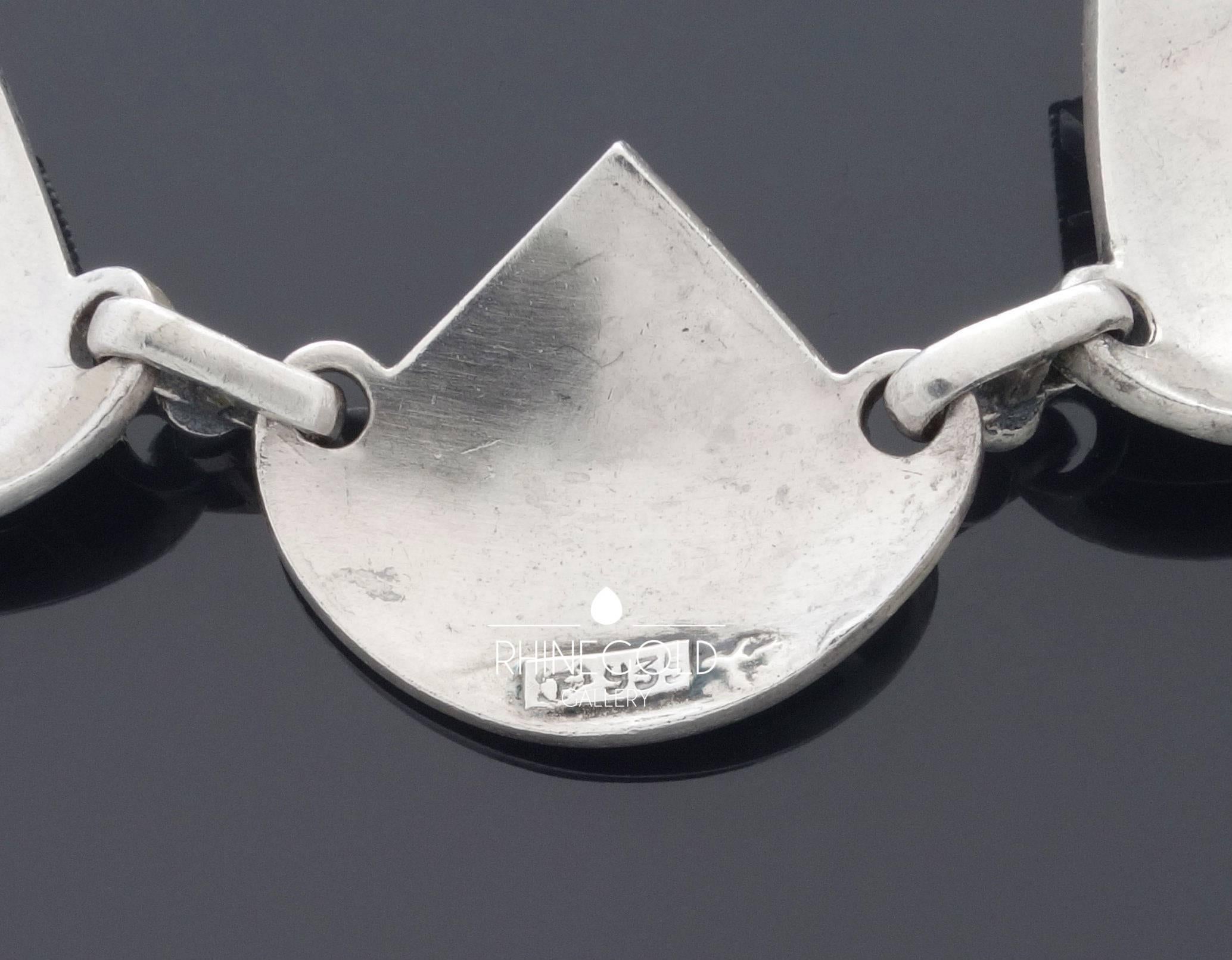 1920s Theodor Fahrner Germany Art Deco Matte Enamel Silver Necklace In Excellent Condition In Dusseldorf, NRW