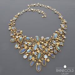 Ruckenbrod Modernistisches Ensemble aus Labradorit und Mondstein in Gold, 1960–1970, Ruckenbrod