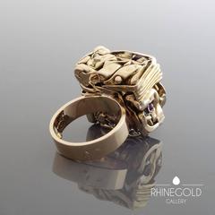 1970s César Baldaccini Ruby Gold "Compression" Ring