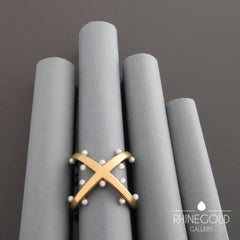 Angela Hubel 'Pearl Mesh' Pearl Gold Modernist Ring