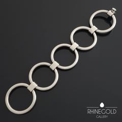 Hans Hansen Denmark Scandinavian Modern Wide Hoop Silver Bracelet