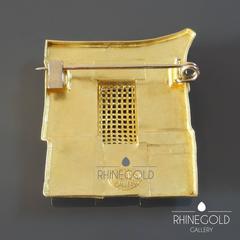 1980s Albert Sous Post-Modernist Acrylic Gold Brooch