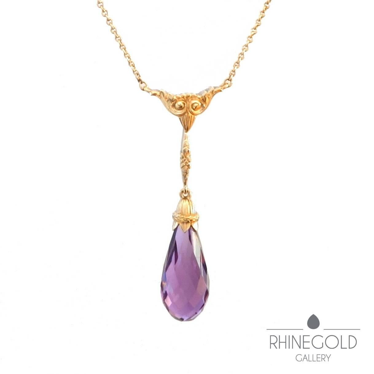 Antique Victorian Amethyst Gold Drop Necklace Lavaliere
14k yellow gold, amethyst
Length of chain 41 cm (approx. 16 1/8