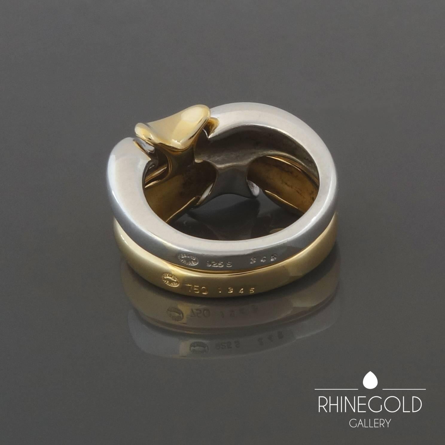 Georg Jensen Minas Spiridis Modern Two Piece Gold Silver Ring In Excellent Condition In Dusseldorf, NRW