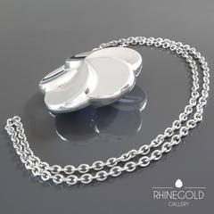 Georg Jensen Scandinavian Modern Large Stylized Flower Silver Pendant Necklace