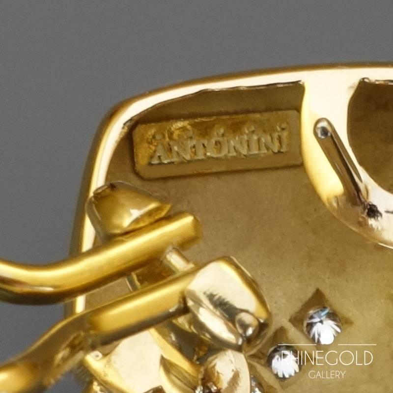 Modern Antonini Detachable Long Diamond Mother-of-Pearl Gold Clip Post Earrings