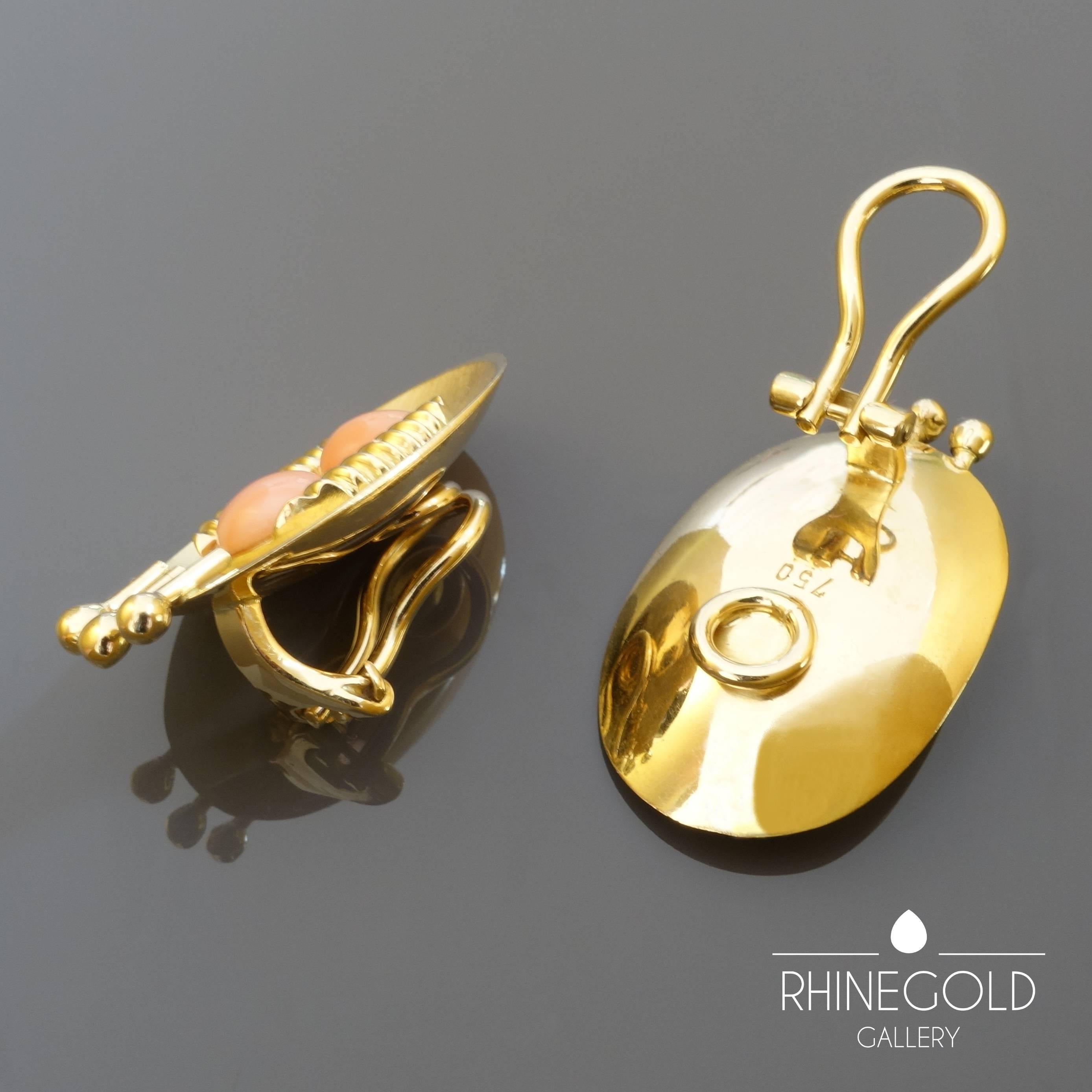 Modern 1990s Postmodernist Angel Skin Coral Gold Clip-On Earrings For Sale