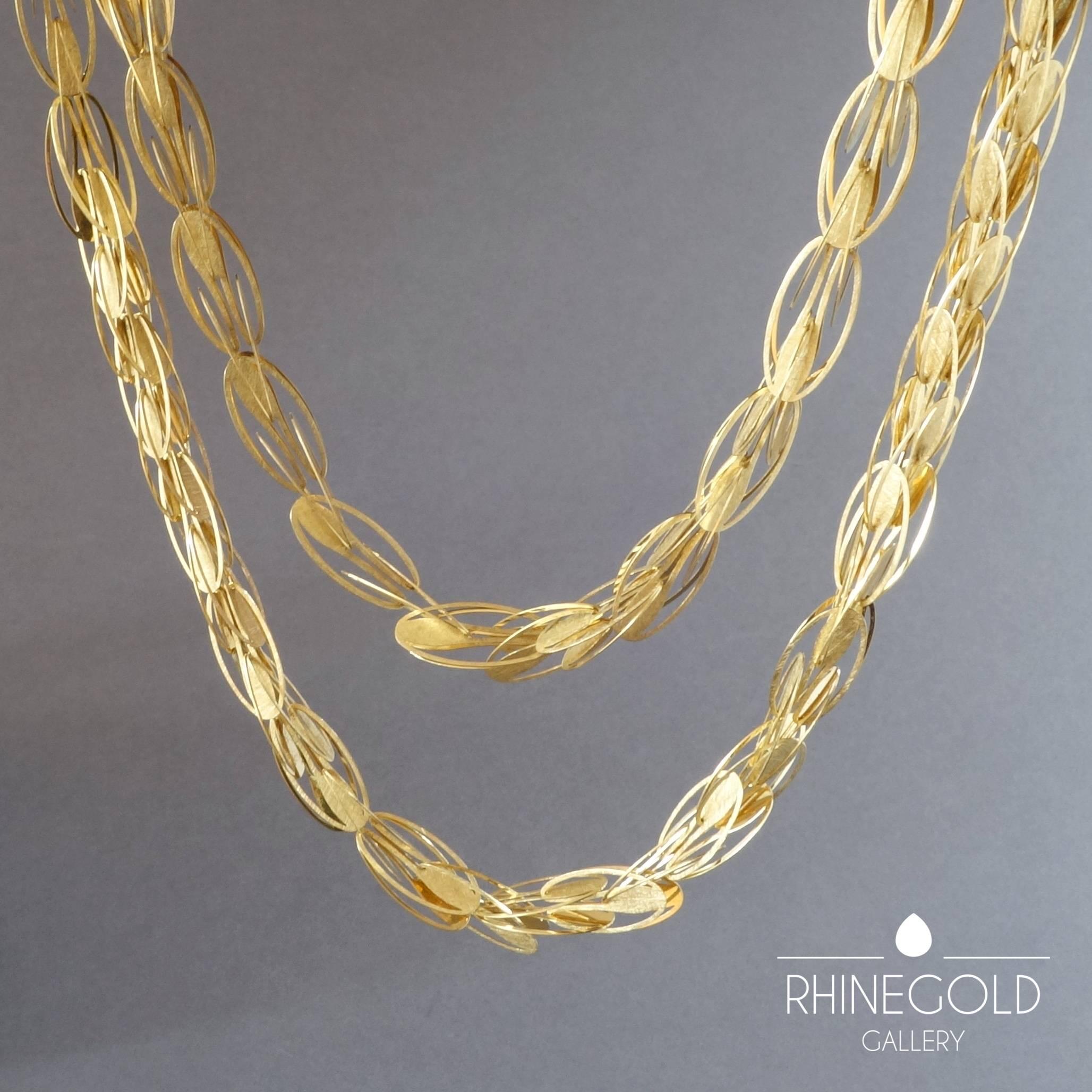 1990s Carla Riccoboni 'Alphabet' Postmodernist Modular Gold Long Chain Necklace For Sale 1