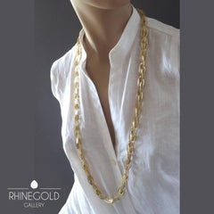 1990s Carla Riccoboni 'Alphabet' Postmodernist Modular Gold Long Chain Necklace