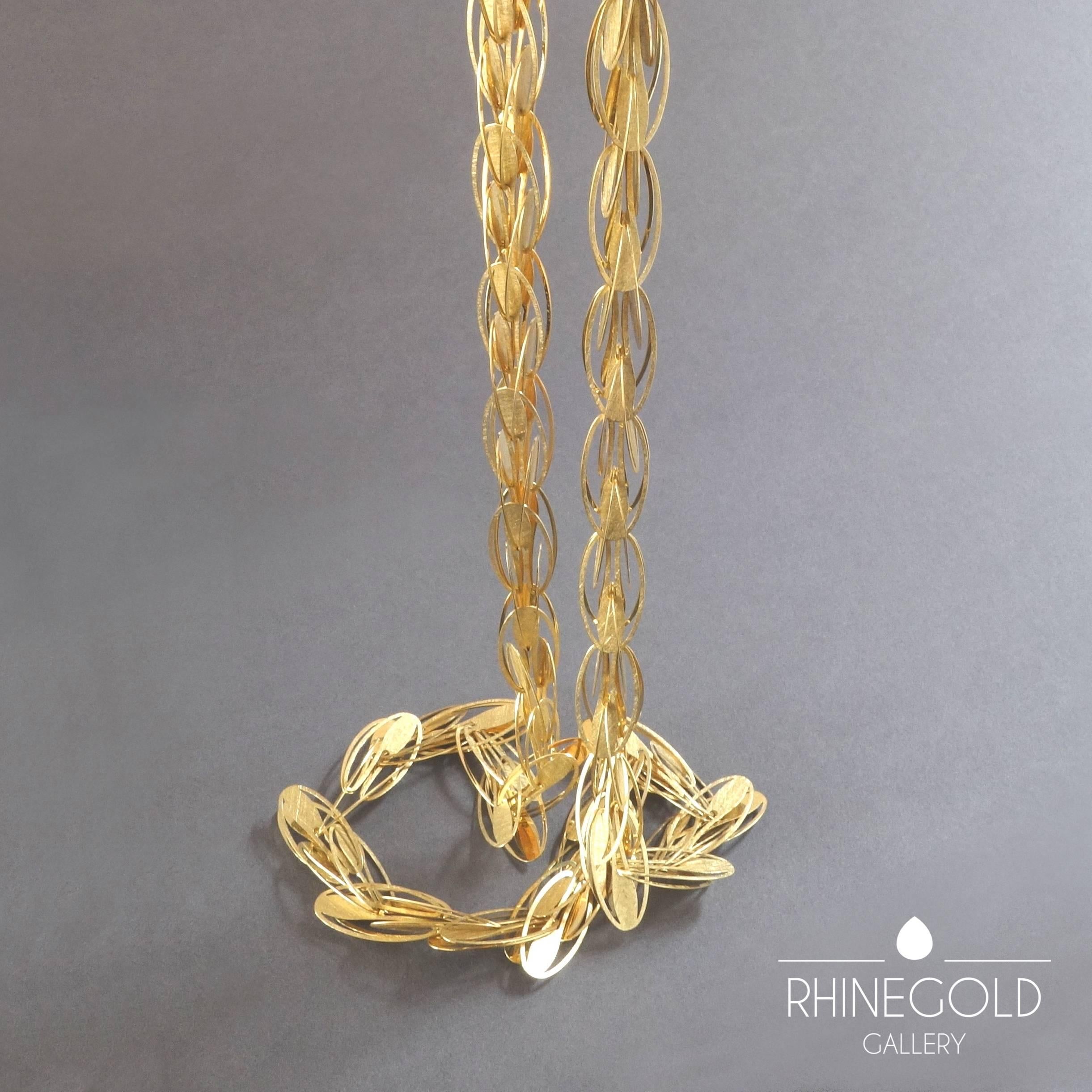 Modernist 1990s Carla Riccoboni 'Alphabet' Postmodernist Modular Gold Long Chain Necklace For Sale