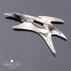 René Delavan Expressive Art Deco Silver Cock's Head Brooch