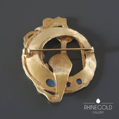 1970s Herbert Zeitner Modernist Mermaid Gilt Silver Vermeil Moonstone Brooch