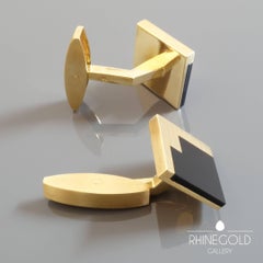 Moderistische Manschettenknöpfe aus Onyx in Gold von Emil Krauss