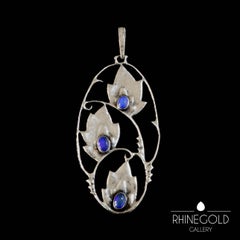 1920s Otto Stuber Art Deco Opal Silver Floral Pendant