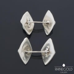 Art Nouveau Green Agate Silver Double-Sided Cufflinks