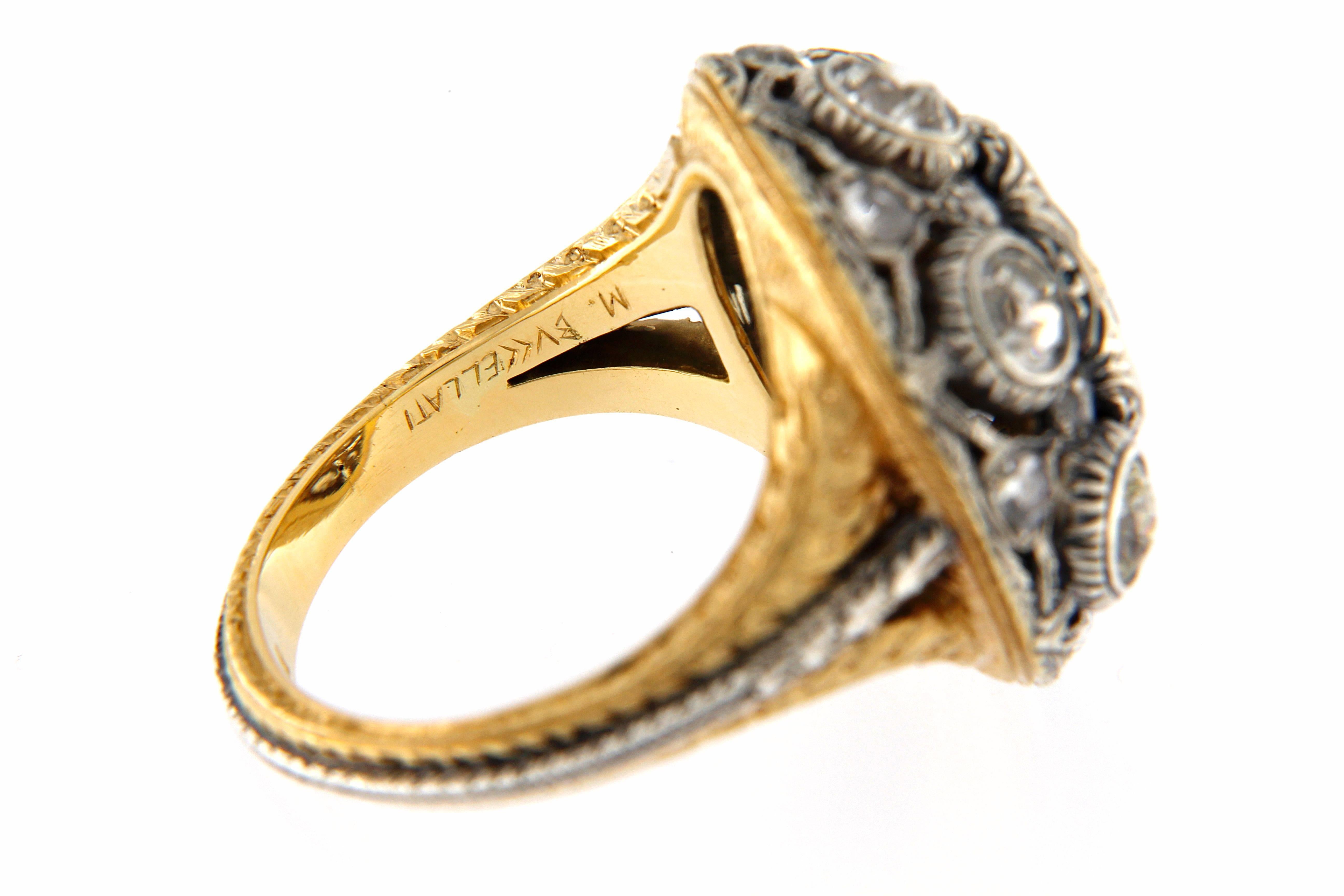 Women's 1940s Mario Buccellati Mine cut diamonds ring