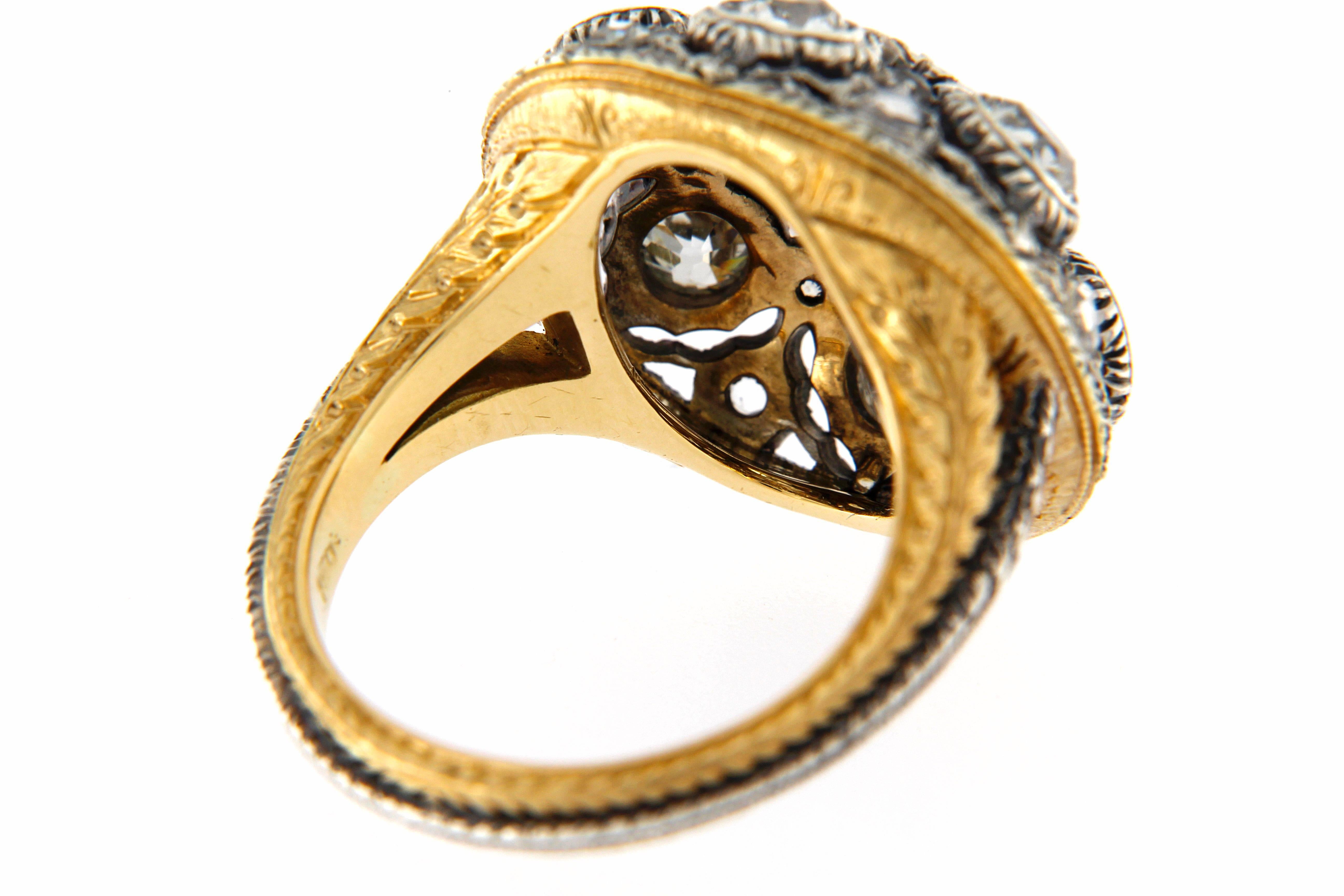 1940s Mario Buccellati Mine cut diamonds ring 1