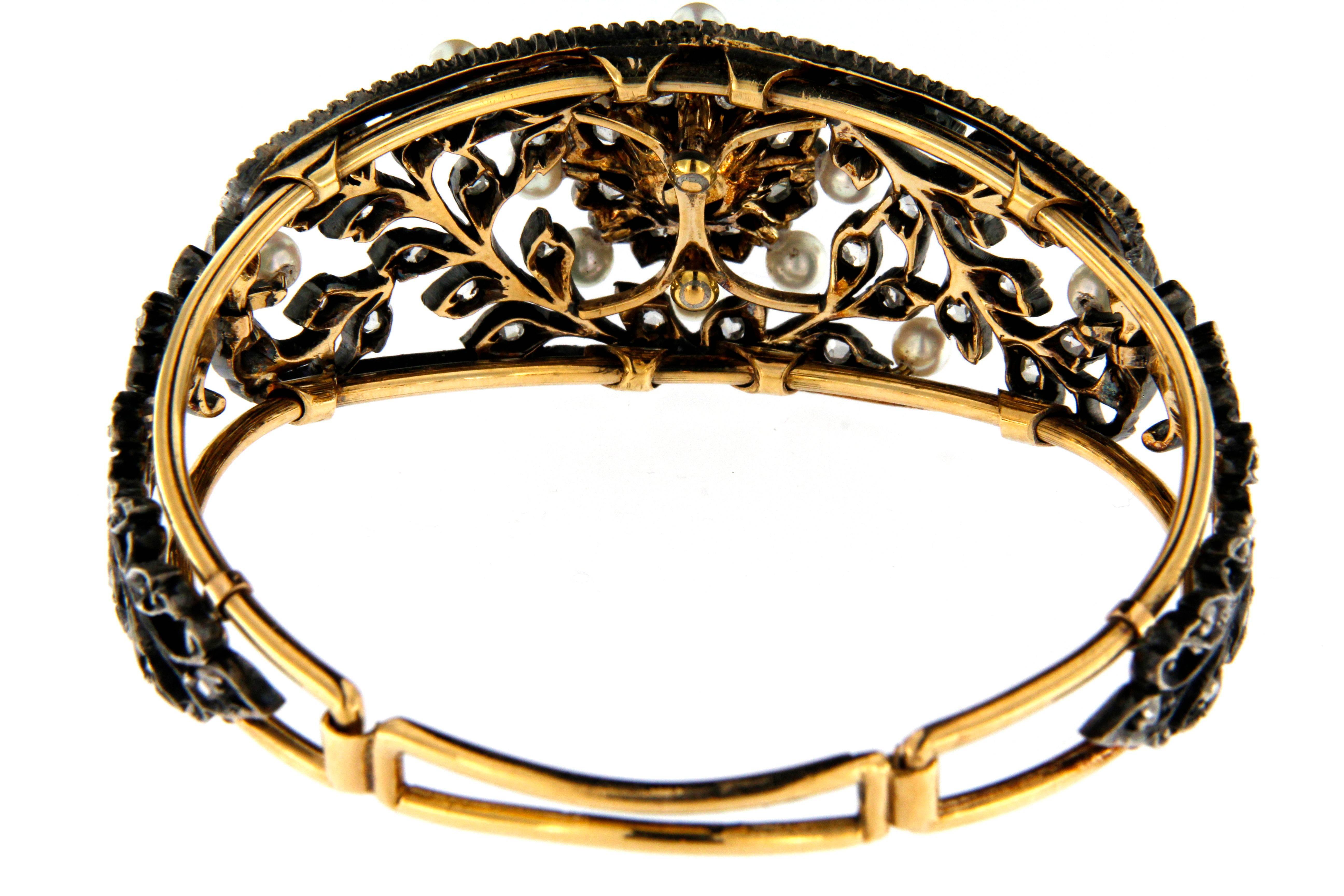 1900s Gold and Silver Bangle In Good Condition For Sale In Florence, IT