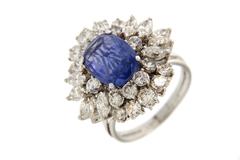 5.17 Carat Natural Ceylon Sapphire Diamond Gold Ring
