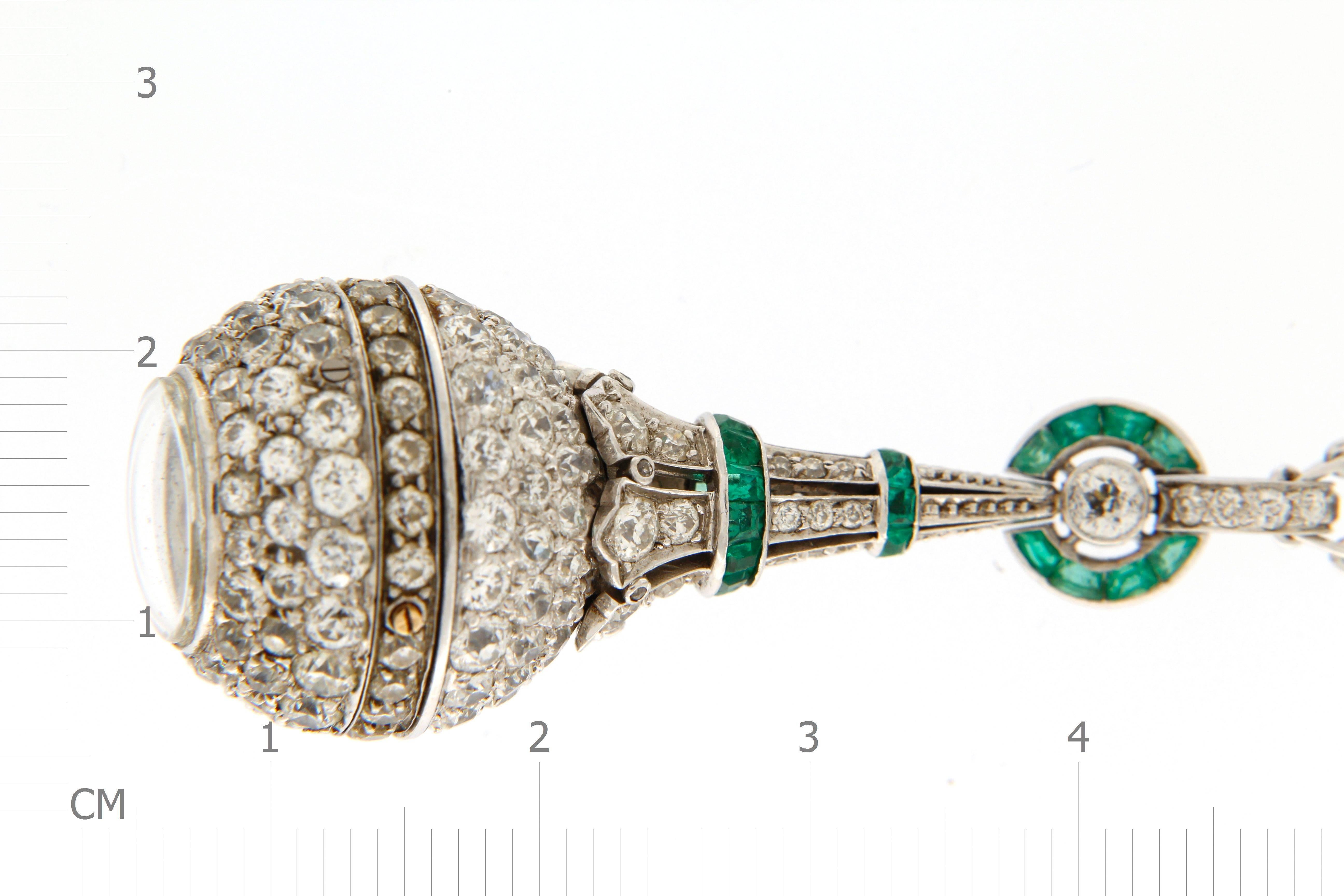 1930s Ladies Emerald Diamond Necklace Watch 1