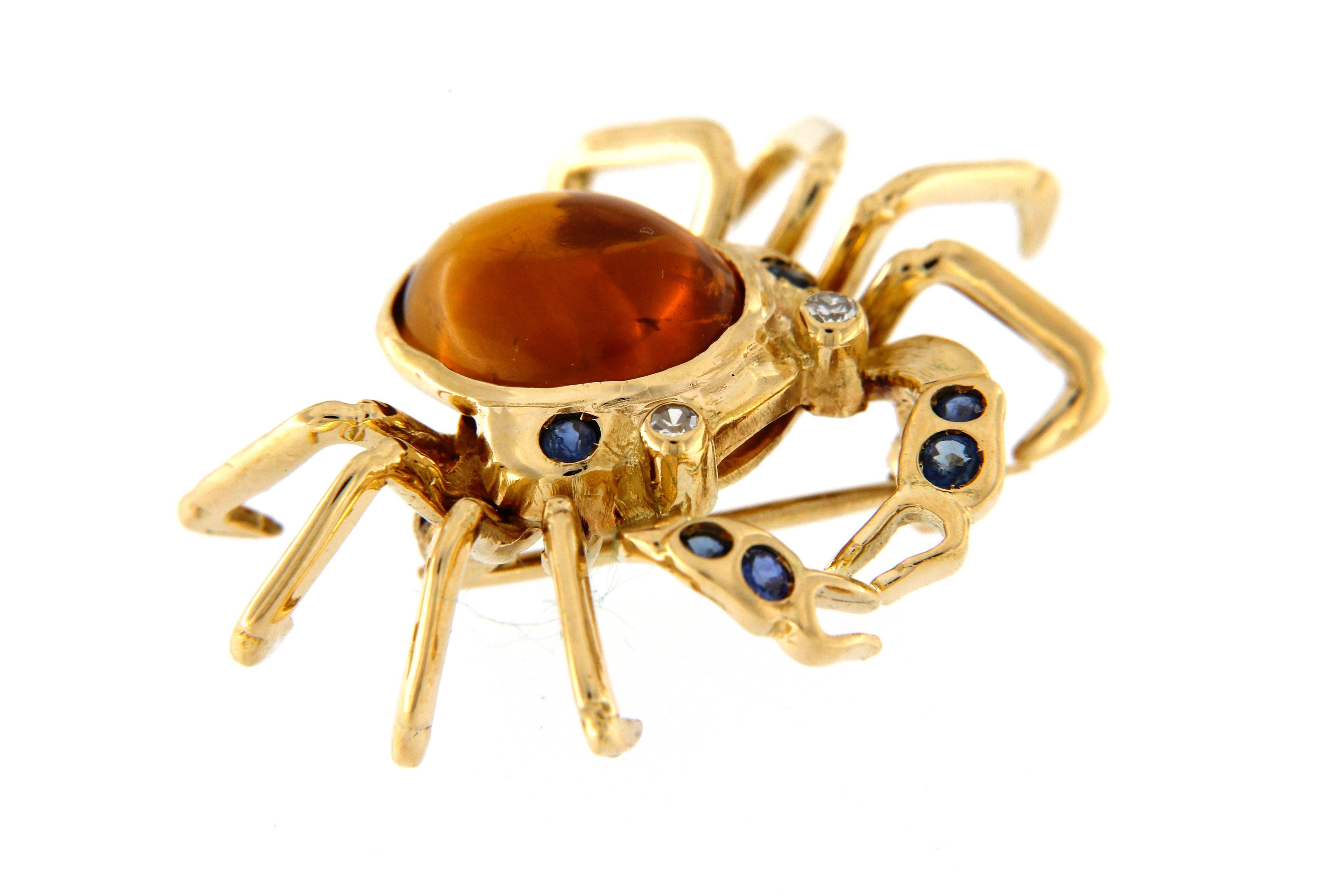 Modern Crab Brooche with Topaze