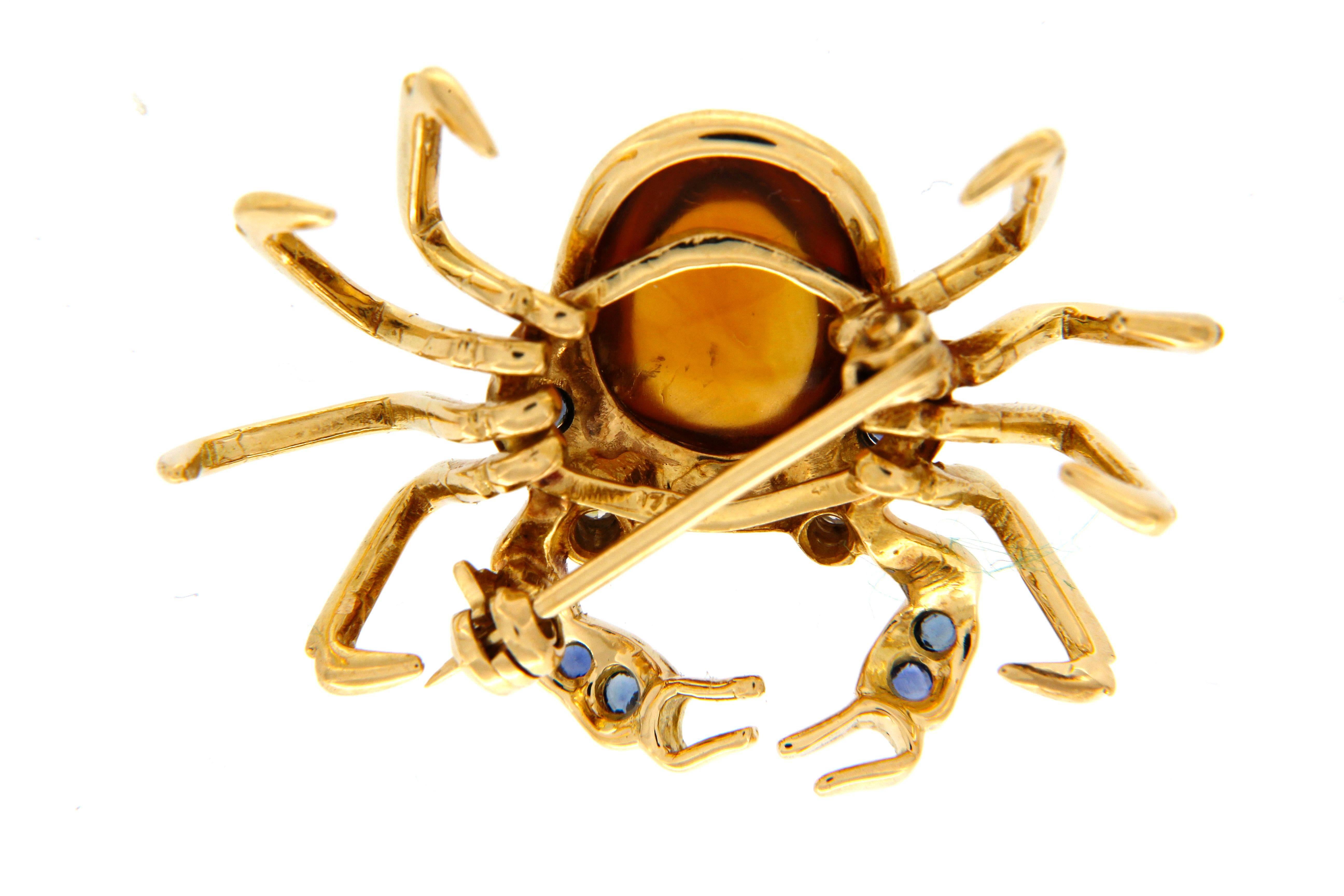 Crab Brooche with Topaze In New Condition In Florence, IT