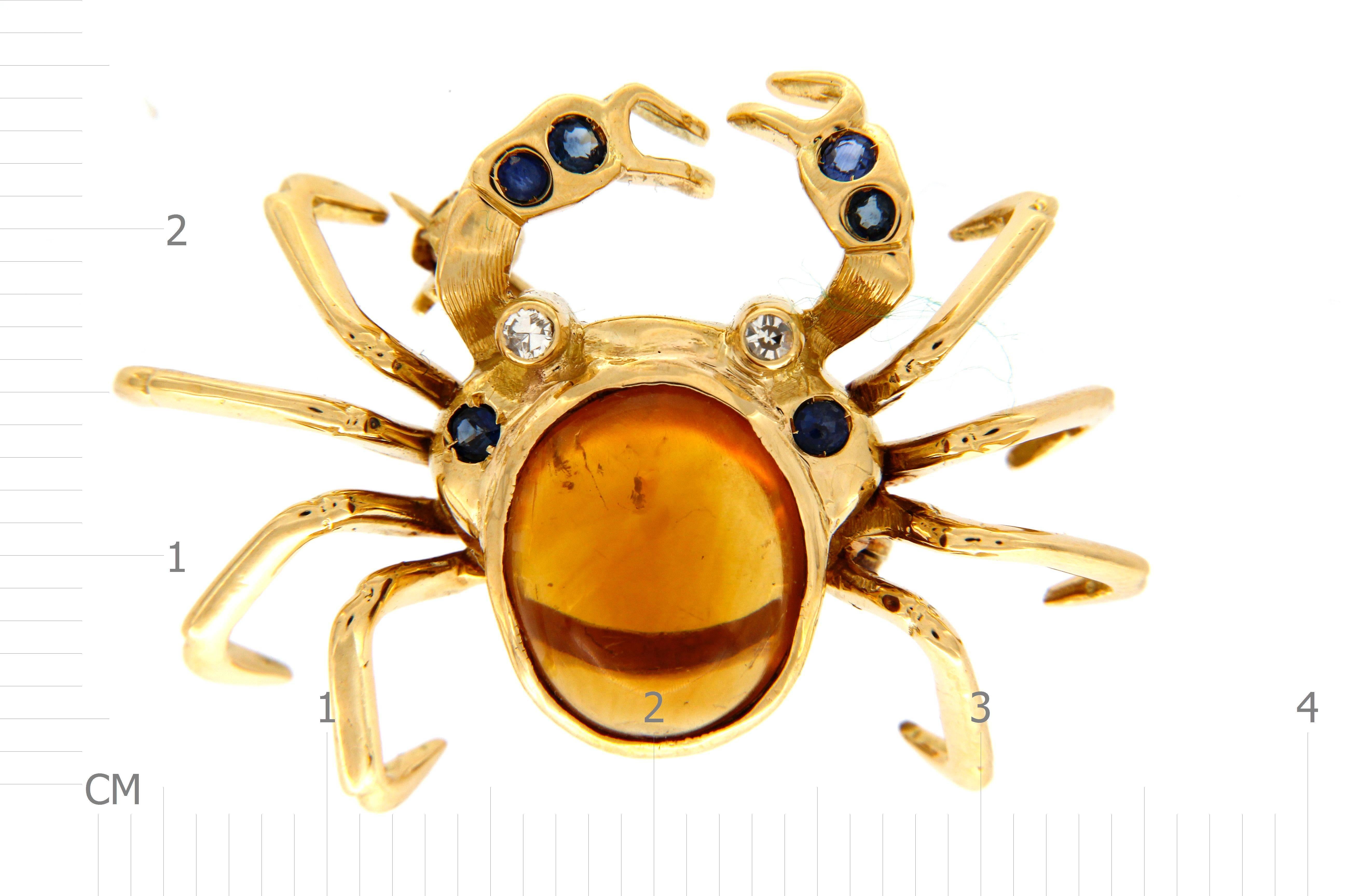 Women's Crab Brooche with Topaze