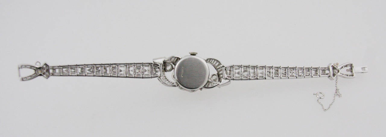 Omega Lady's Platinum and Diamond Bracelet Watch with Concealed DIal In Excellent Condition In Bay Harbor Islands, FL