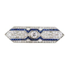 Art Deco Sapphire and Diamond Brooch 9