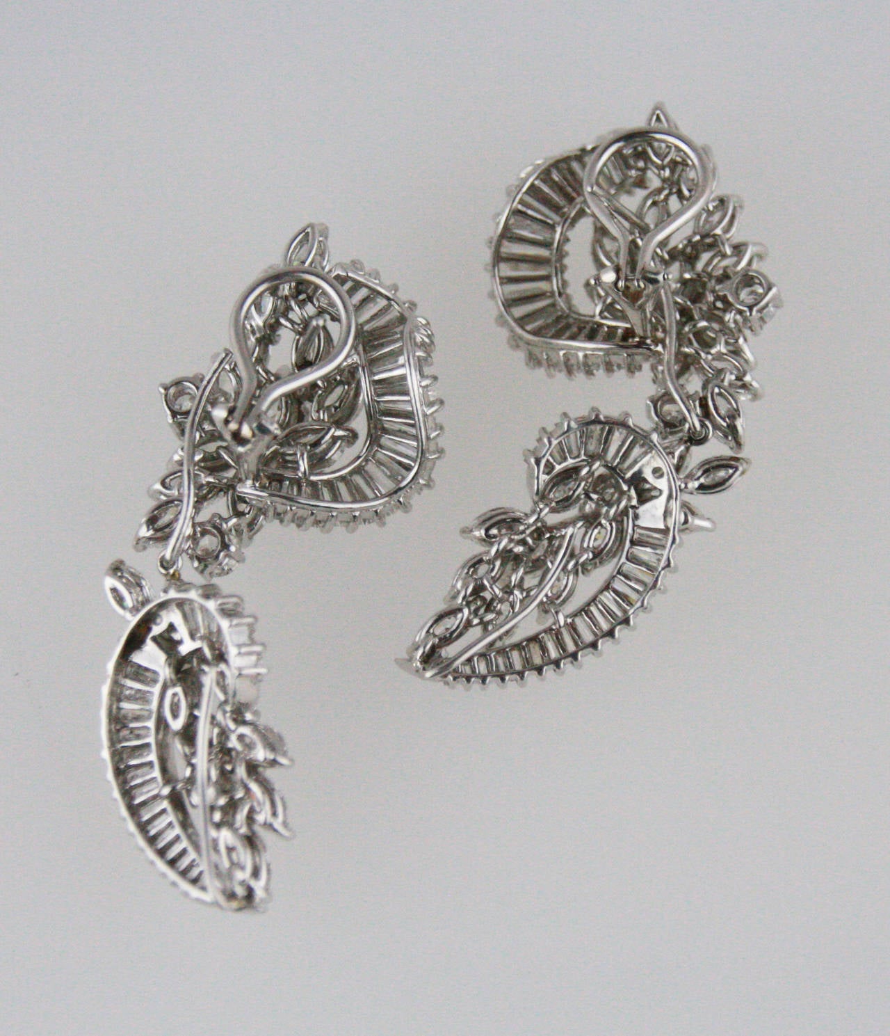 Women's 1960s Diamond Platinum Detachable Pendant Earrings