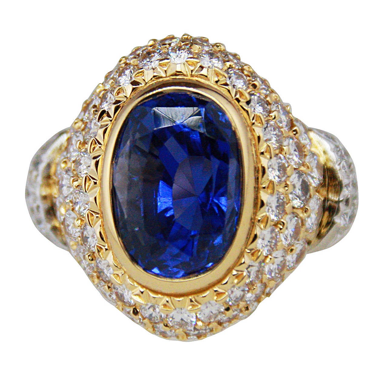 Sapphire Diamond Gold Ring For Sale at 1stDibs