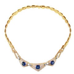 1980s Sapphire Diamond Gold Necklace 12