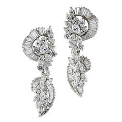 1960s Diamond Platinum Detachable Pendant Earrings