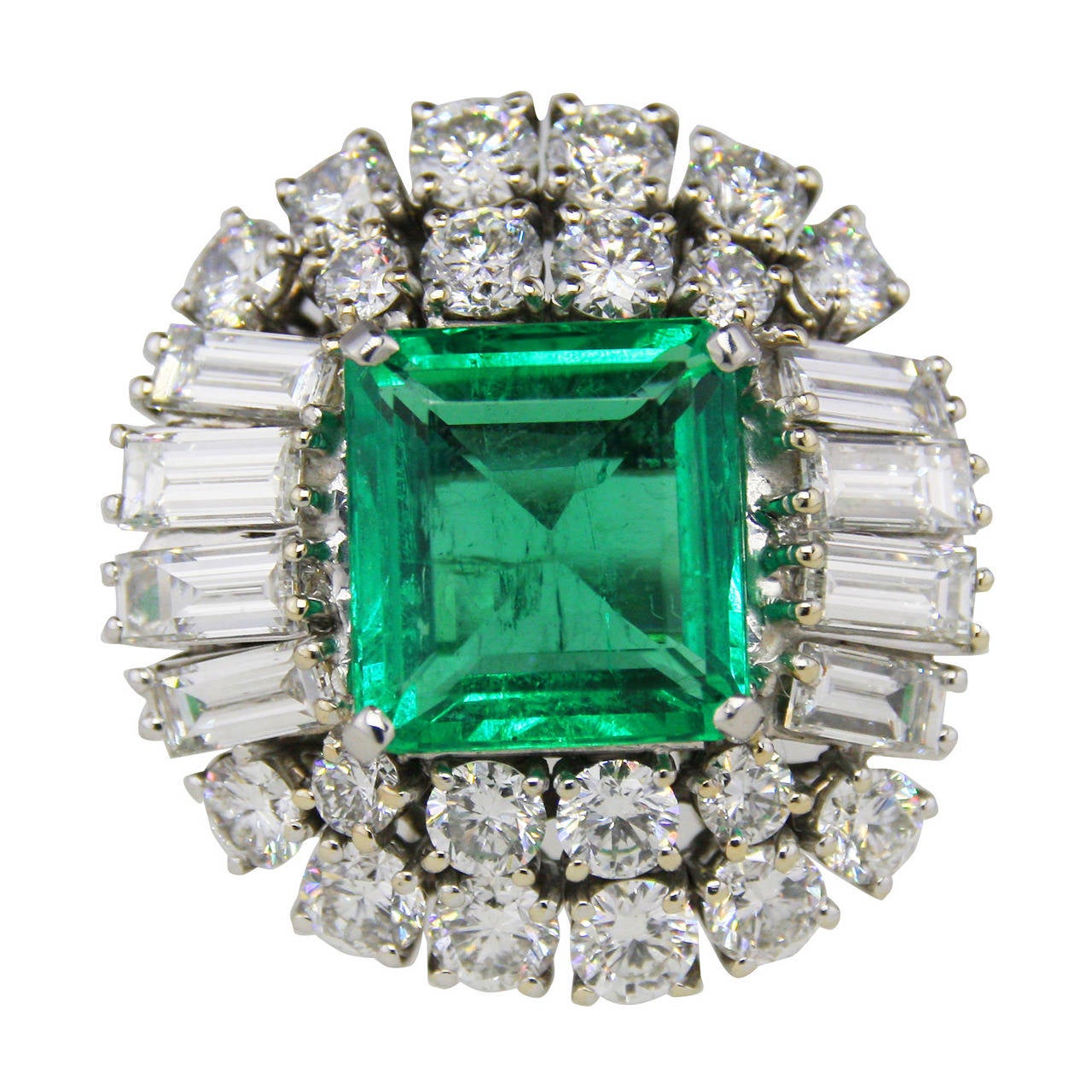 5.59 Carat Colombian Emerald Diamond Platinum Ring