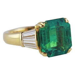 7.78 Carat Colombian Emerald Diamond Gold Ring 5
